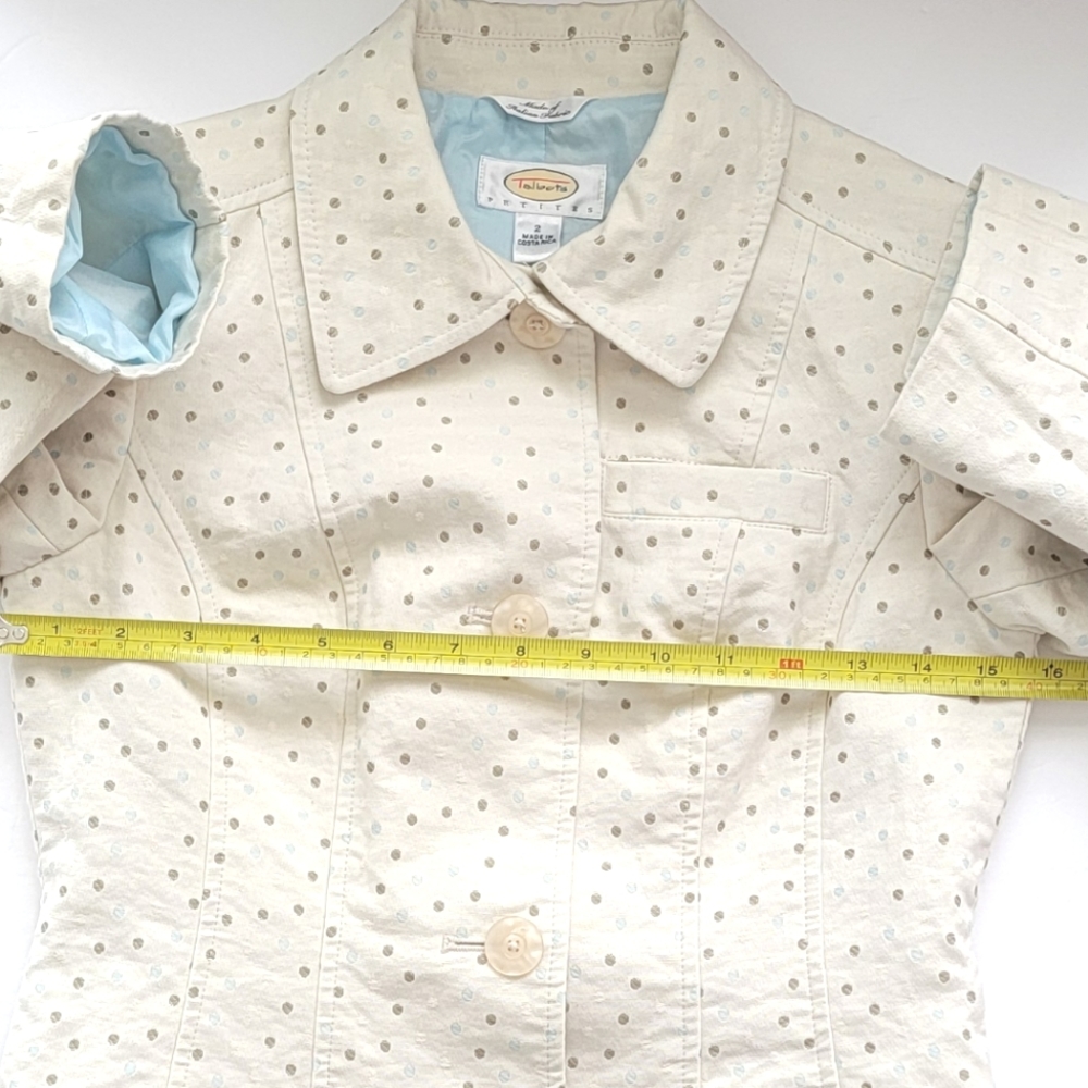 Talbots Jacket Cream with Polka Dot Detail. - Picture 9 of 12